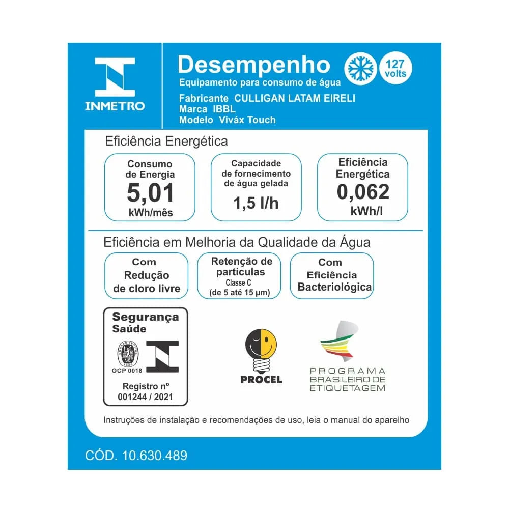 Purificador de Água IBBL Viváx Touch com Compressor Branco BIVOLT