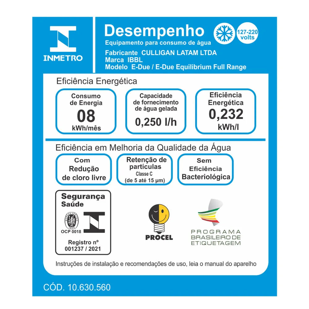 Purificador de Água IBBL E-Due Equilibrium Eletrônico Grafite Bivolt
